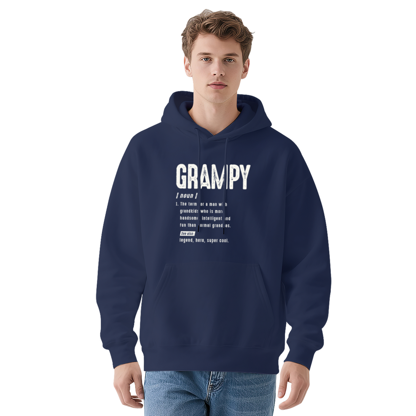 Grampy Definition Text Red Men¡¯s Hoodie, Warm Comfortable Pullover