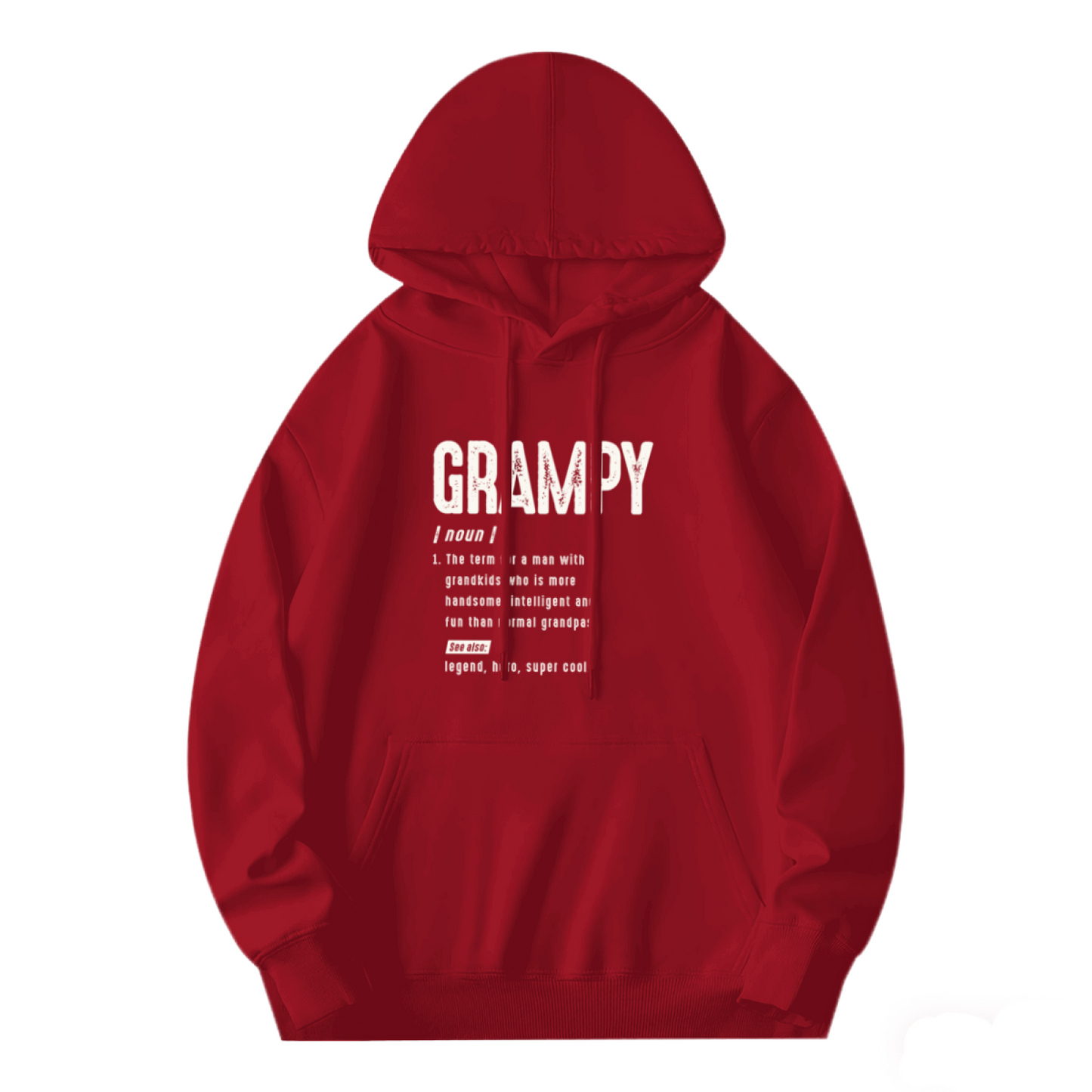 Grampy Definition Text Red Men¡¯s Hoodie, Warm Comfortable Pullover