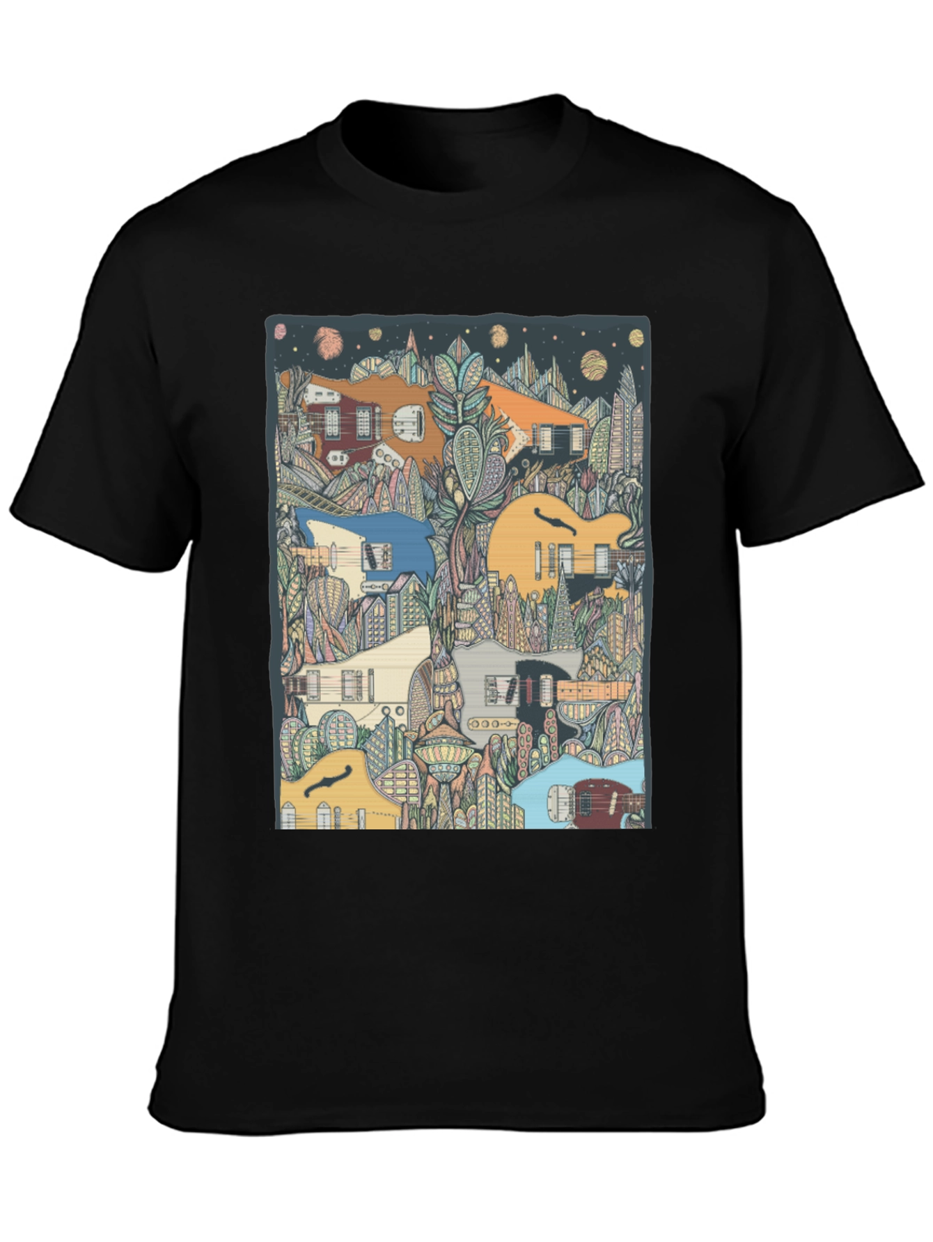 Guitar Cityscape T-Shirt - Music Lover Tee