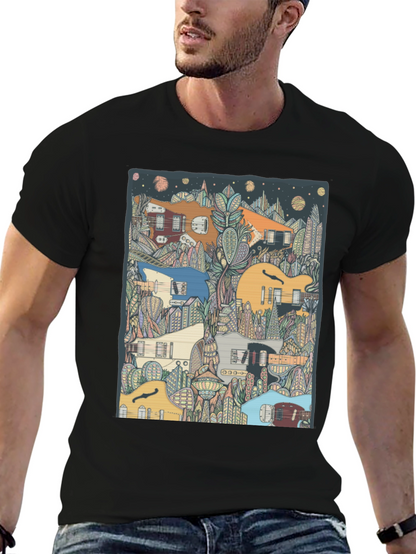 Guitar Cityscape T-Shirt - Music Lover Tee