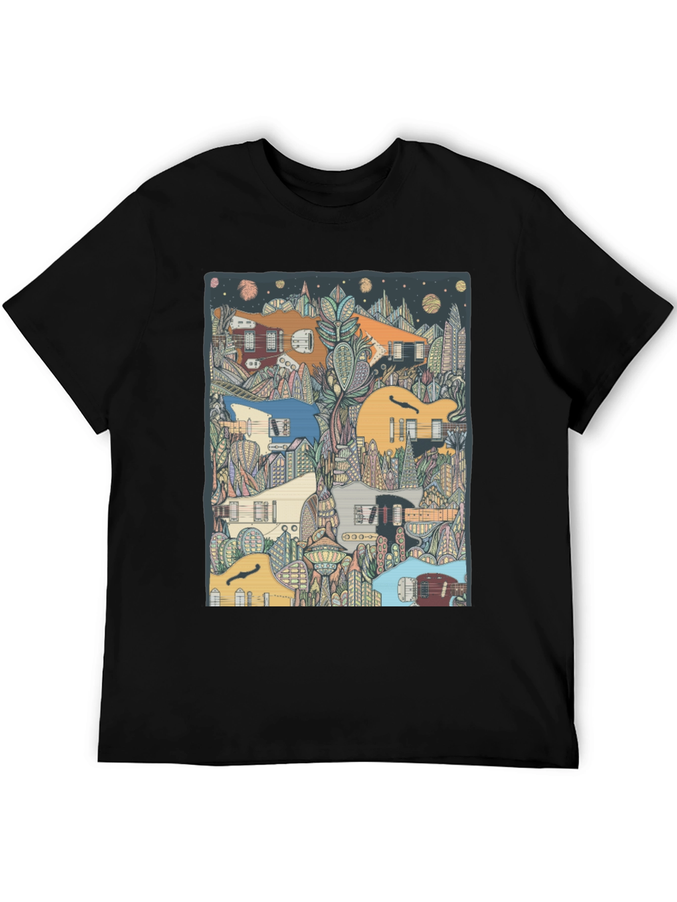 Guitar Cityscape T-Shirt - Music Lover Tee