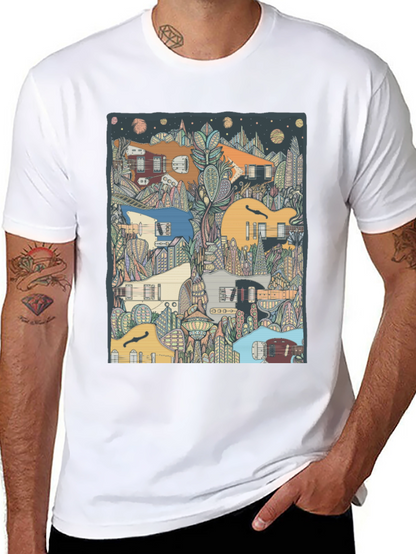 Guitar Cityscape T-Shirt - Music Lover Tee