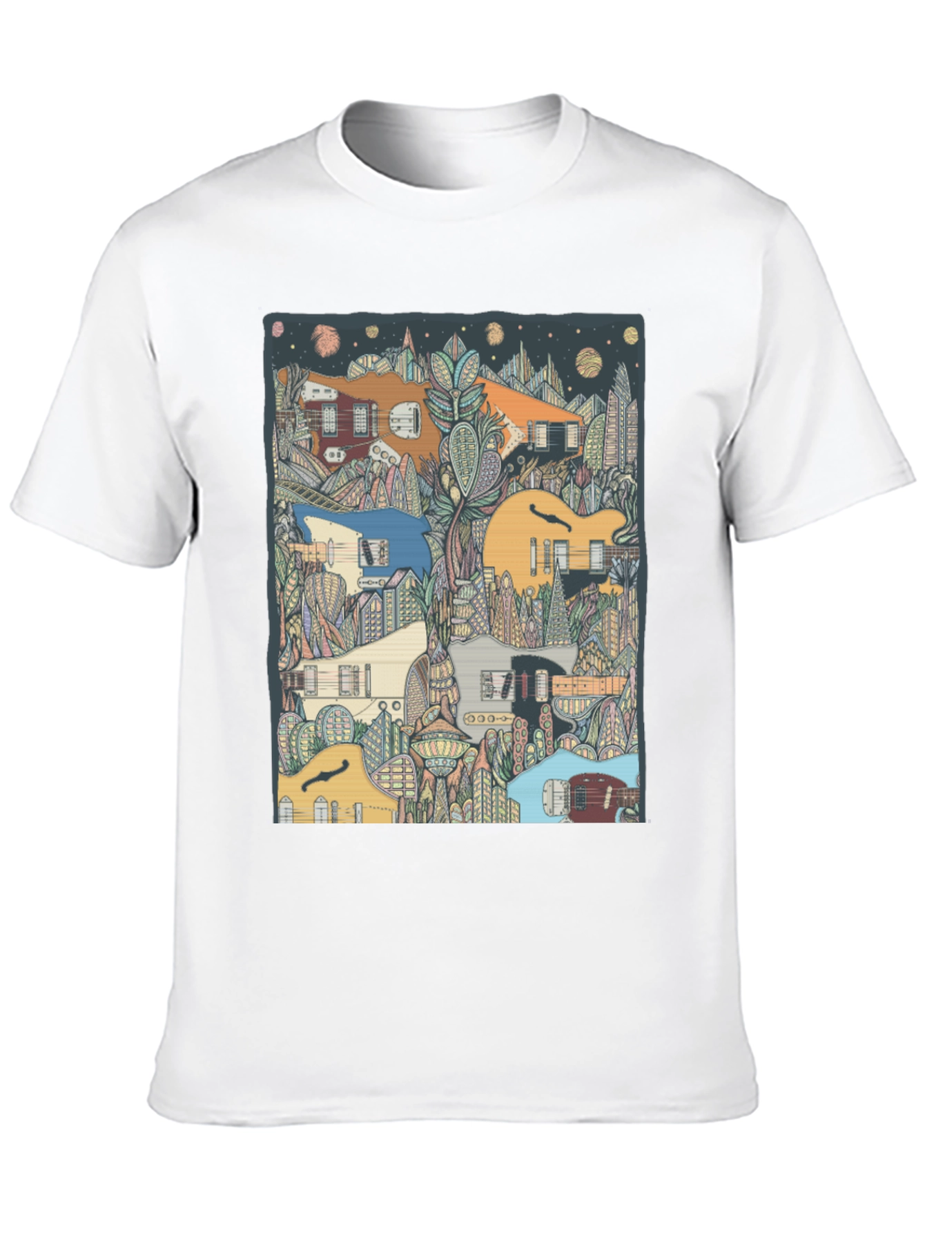 Guitar Cityscape T-Shirt - Music Lover Tee