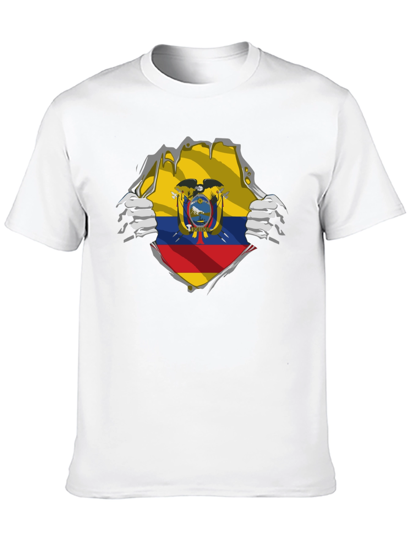 Ecuador Flag Ripped Shirt - Mens Black Tee