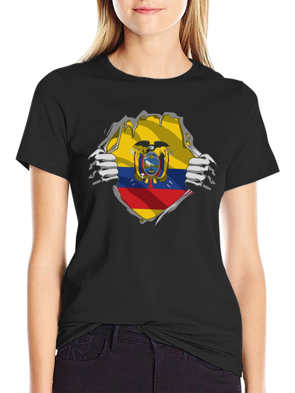 Ecuador Flag Ripped Shirt - Mens Black Tee