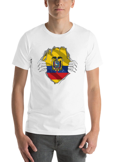 Ecuador Flag Ripped Shirt - Mens Black Tee