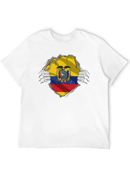 Ecuador Flag Ripped Shirt - Mens Black Tee