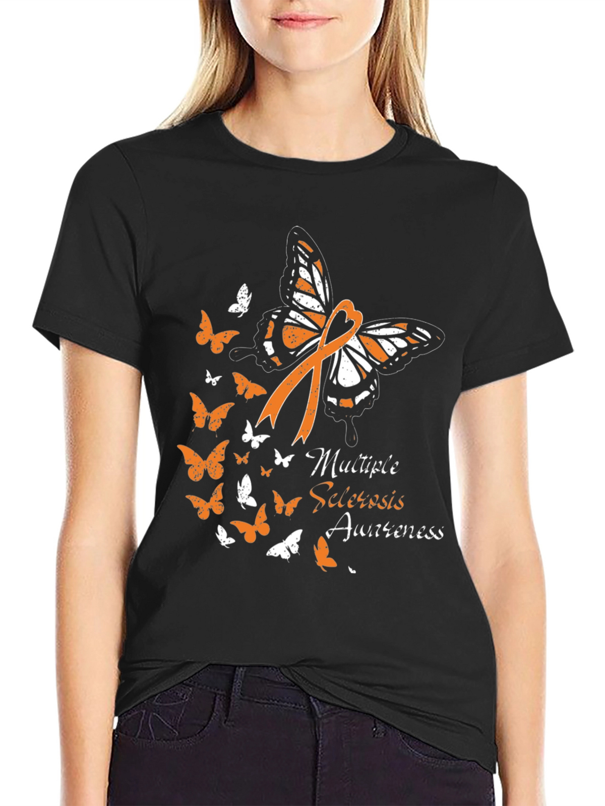 MS Awareness Butterfly Ribbon Graphic Tee