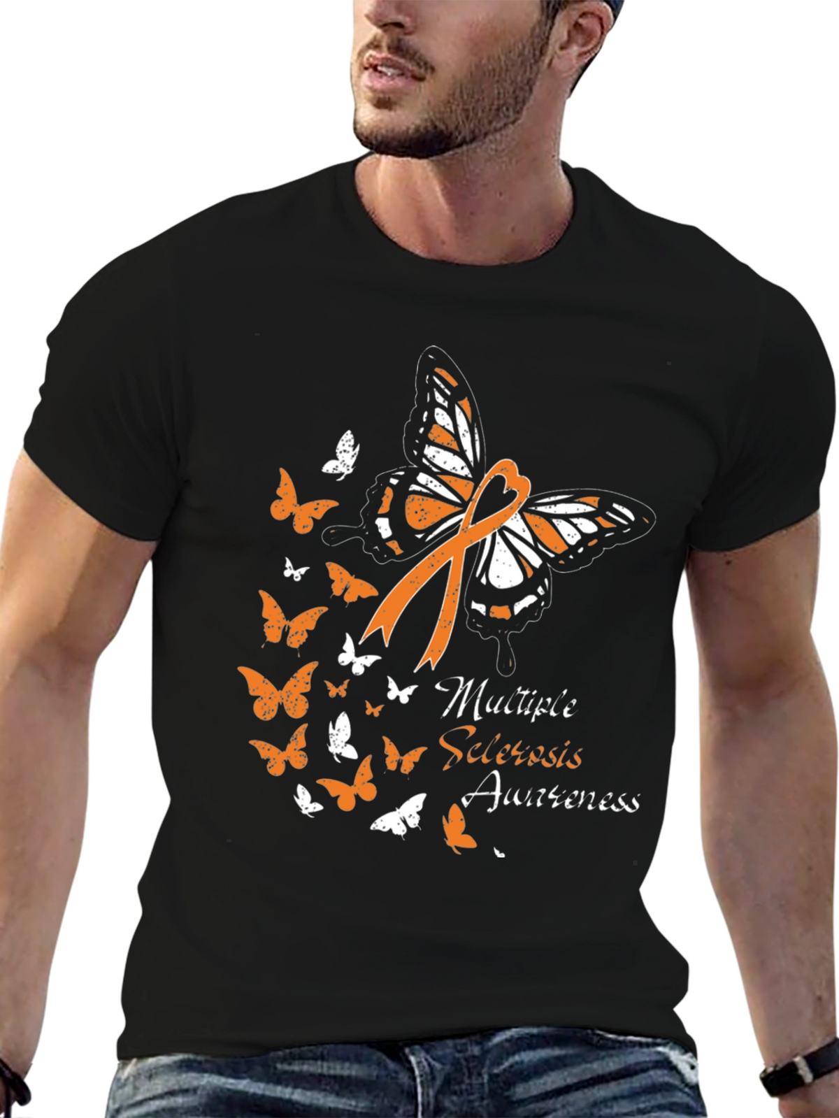 MS Awareness Butterfly Ribbon Graphic Tee