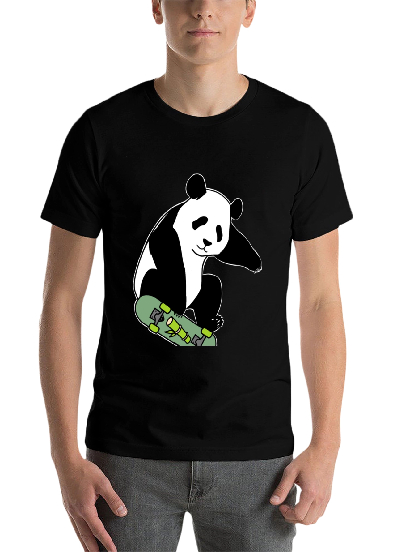 Panda Skateboard T-Shirt - Black