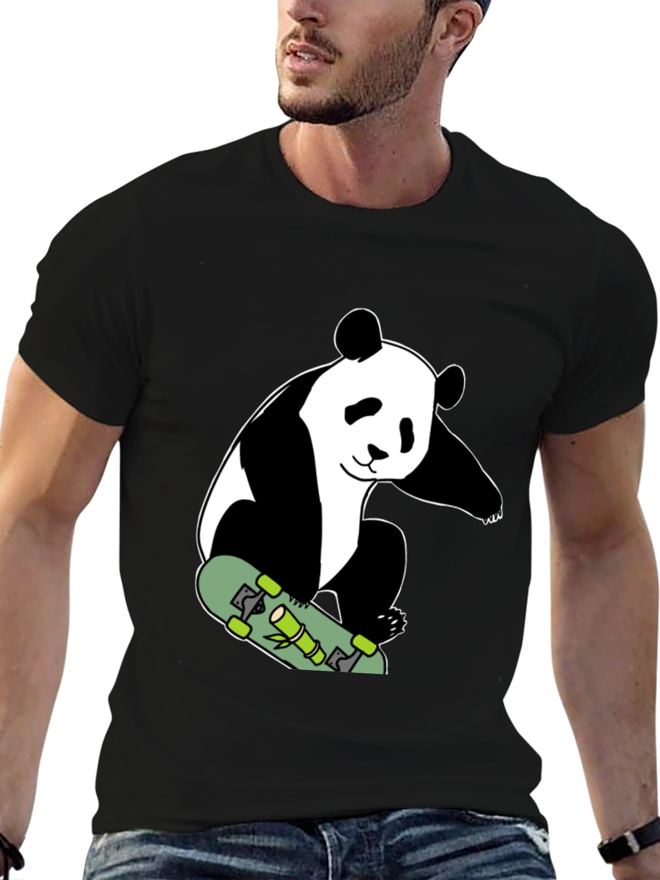 Panda Skateboard T-Shirt - Black