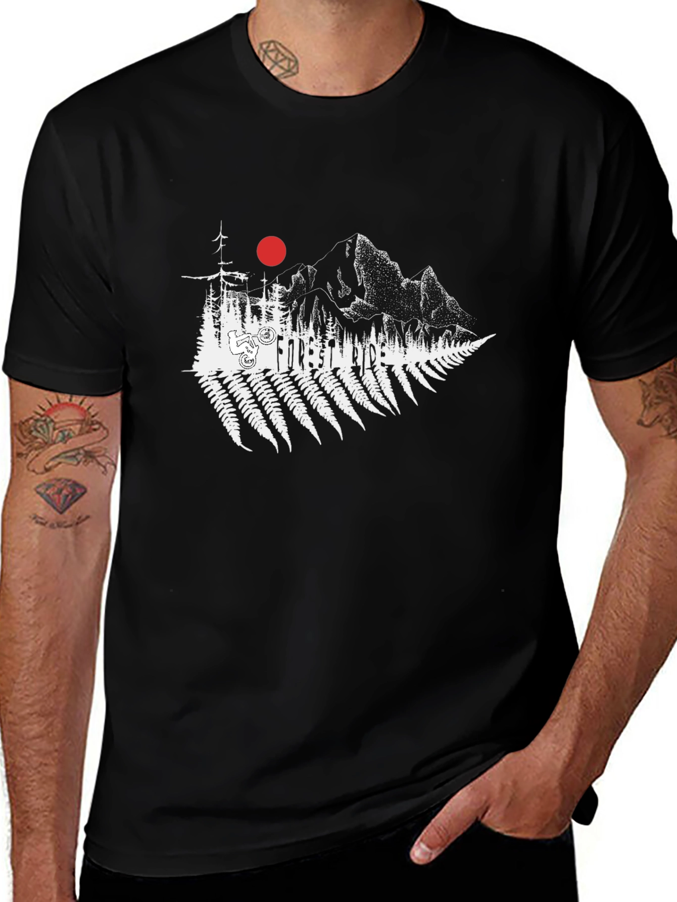 Forest Ride Black T-Shirt - Mountain Bike Design