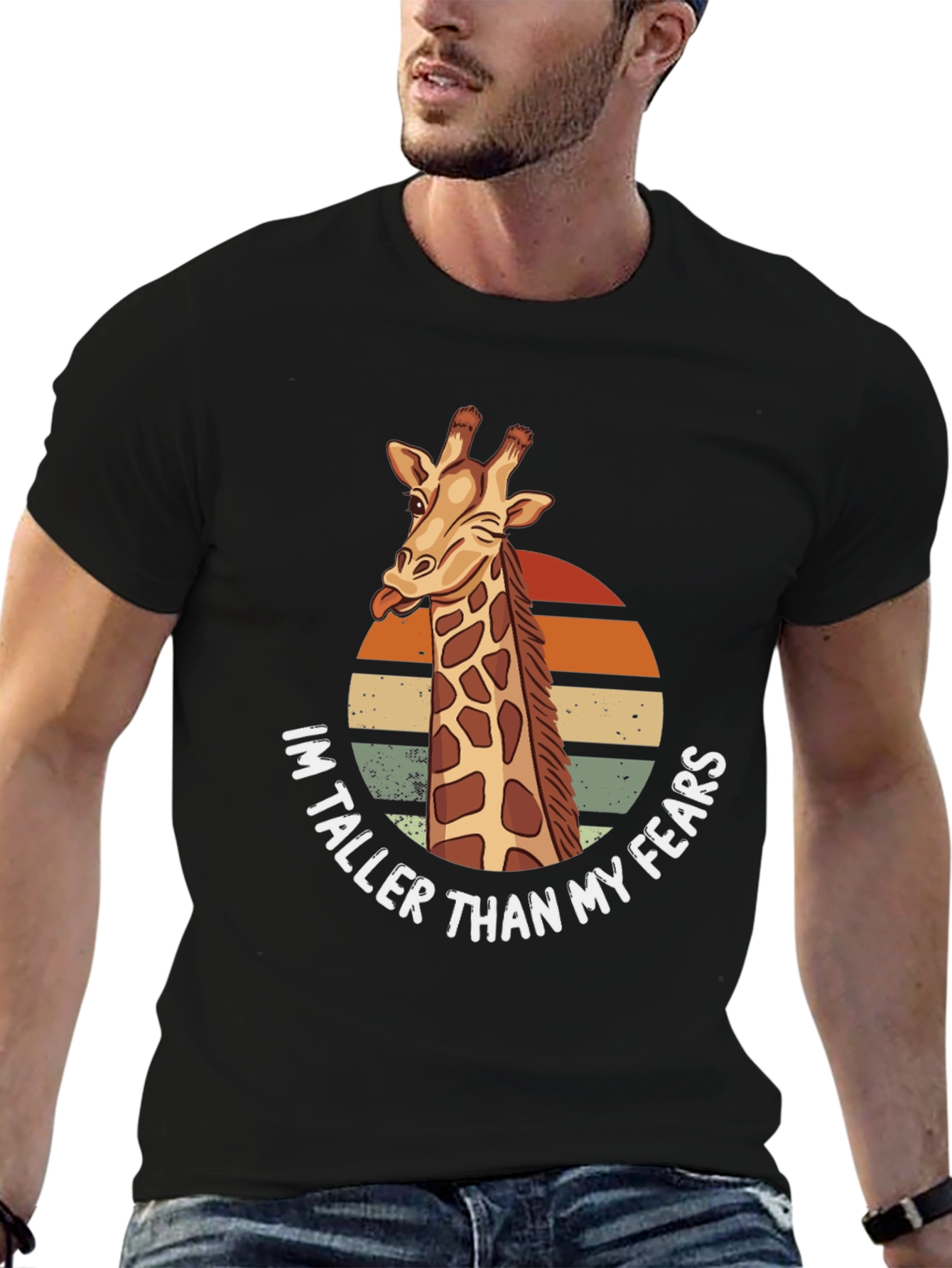 Giraffe Humor T-Shirt: Im Taller Than My Fears