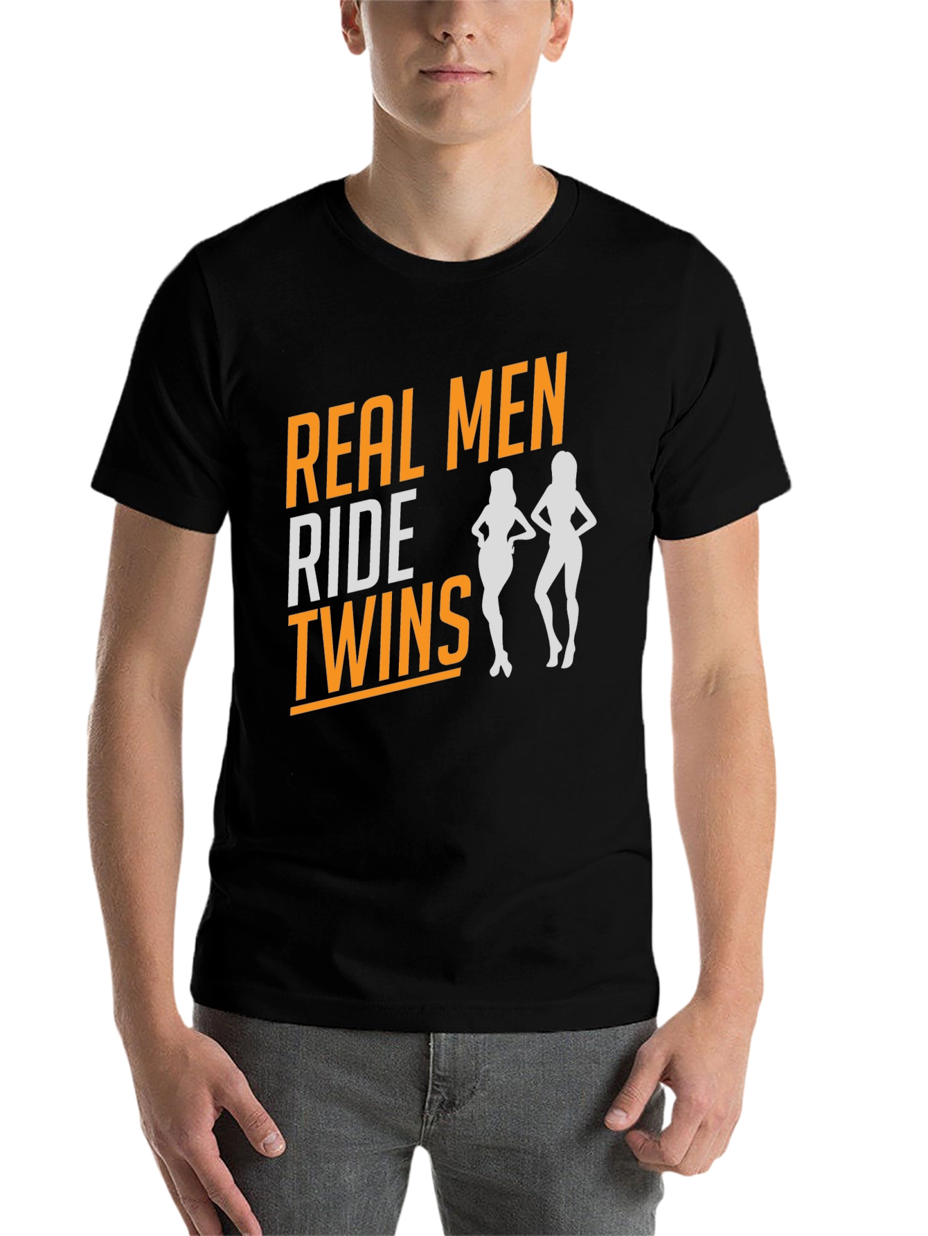 Real Men Ride Twins T-Shirt - Novelty Graphic Tee