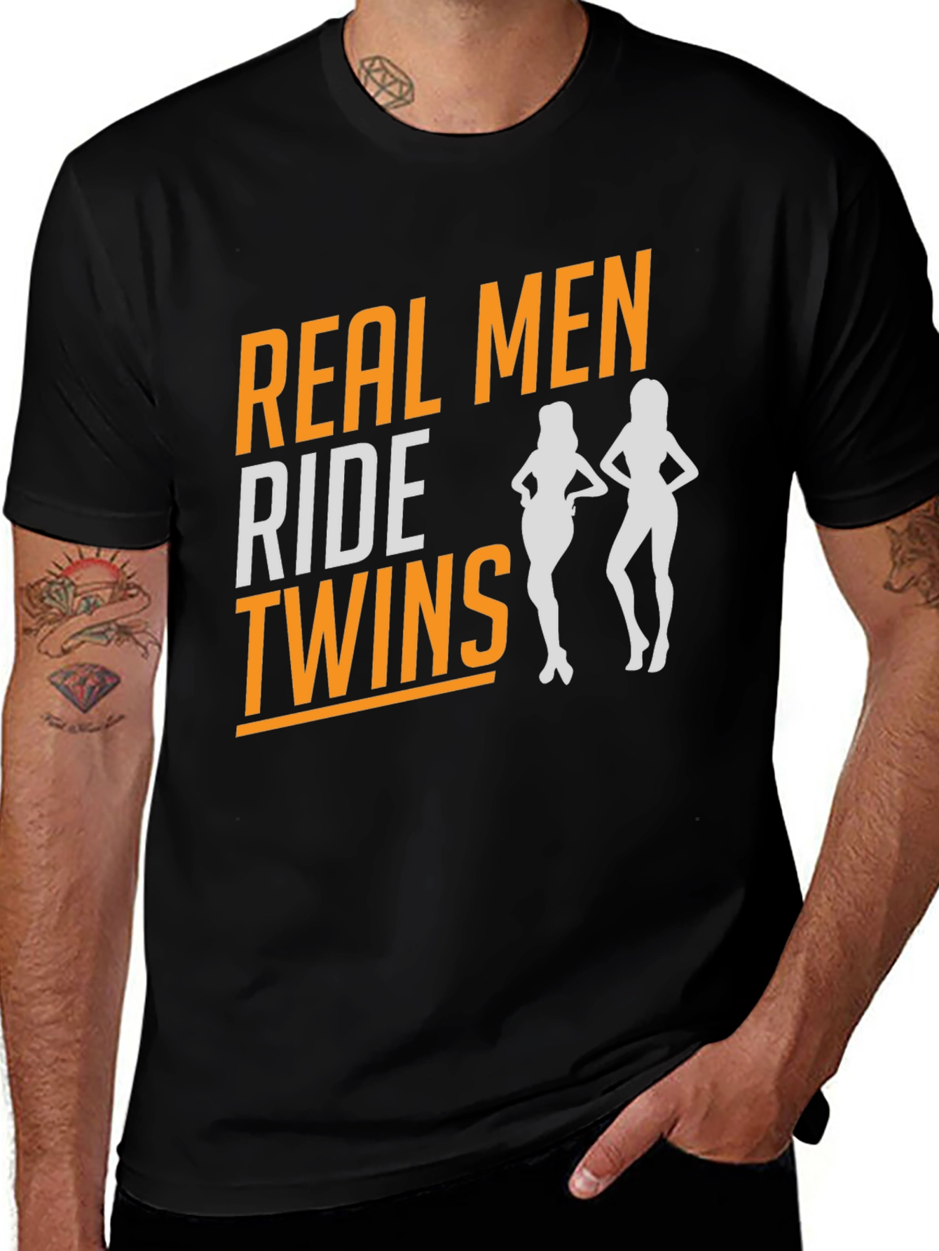 Real Men Ride Twins T-Shirt - Novelty Graphic Tee