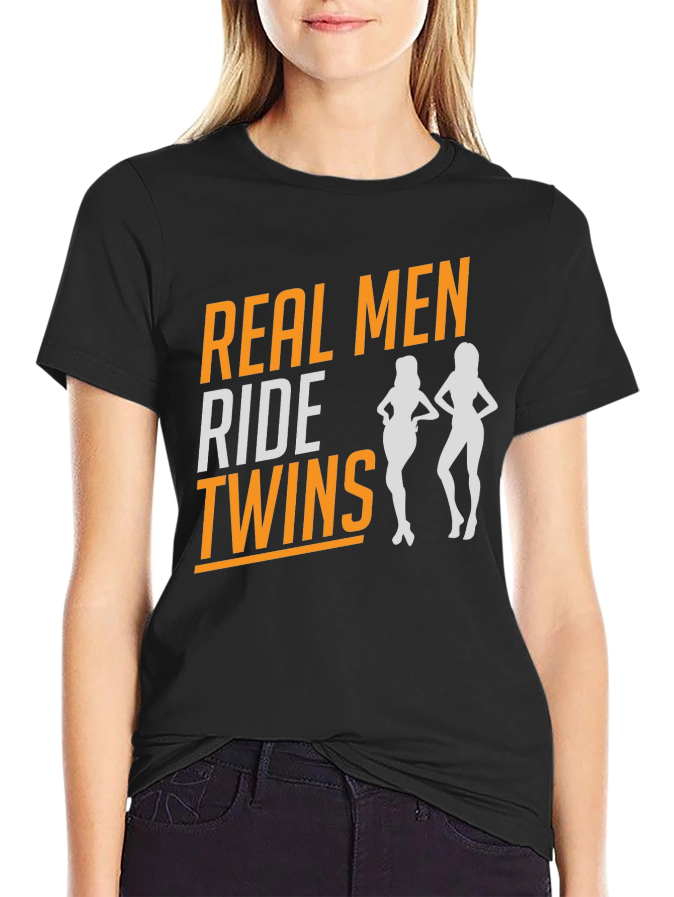 Real Men Ride Twins T-Shirt - Novelty Graphic Tee