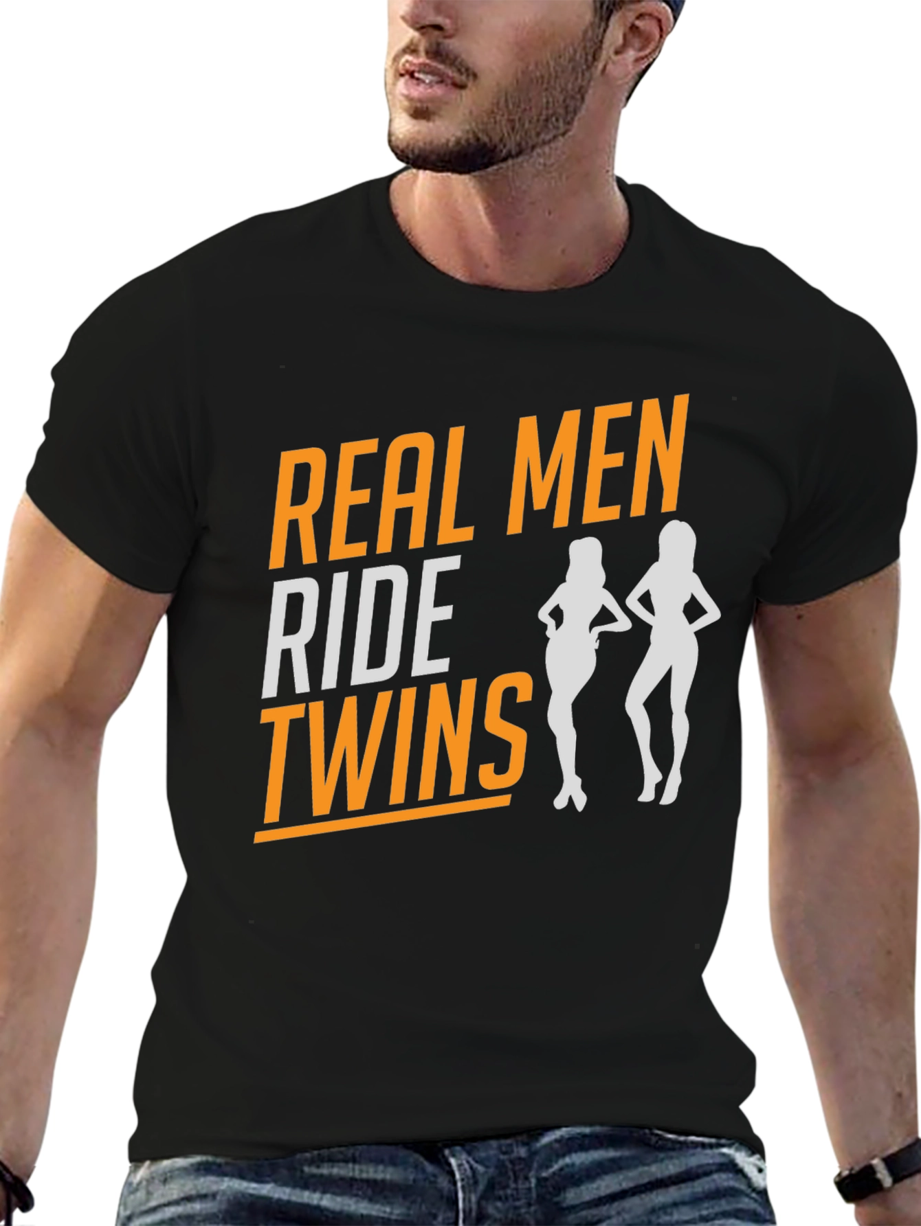 Real Men Ride Twins T-Shirt - Novelty Graphic Tee