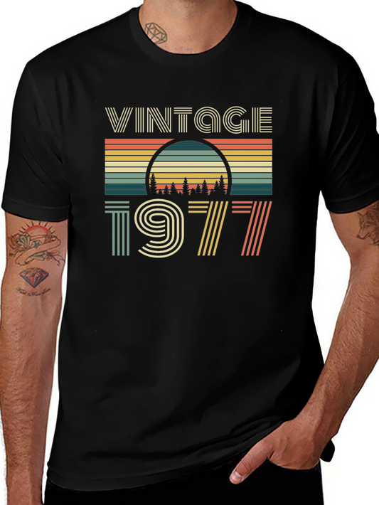 Vintage 1977 Graphic Tee - Retro Birthday Shirt