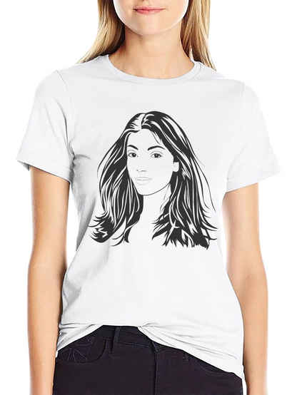 Woman Portrait Graphic Tee - Stylish Black T-Shirt