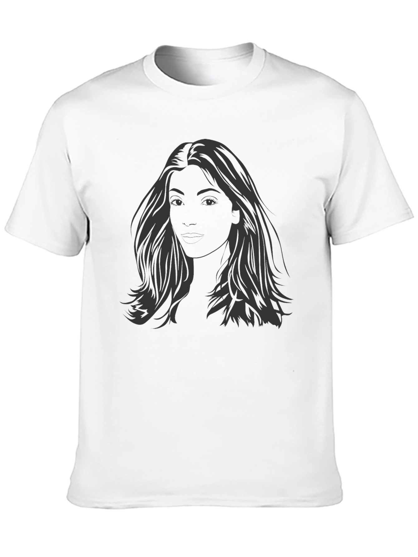 Woman Portrait Graphic Tee - Stylish Black T-Shirt