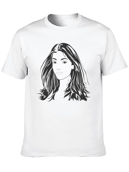 Woman Portrait Graphic Tee - Stylish Black T-Shirt