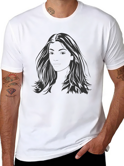 Woman Portrait Graphic Tee - Stylish Black T-Shirt