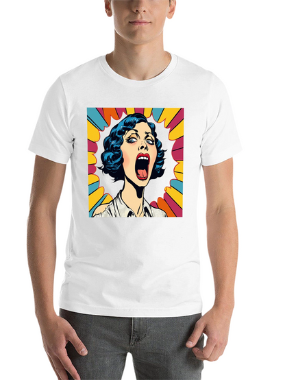 Pop Art Screaming Woman Graphic Tee - Black