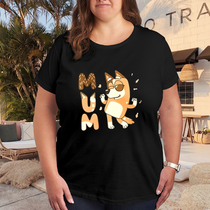 Cool Bluey Cartoon MUM Family Matching Plus Size Women Printed T-Shirt