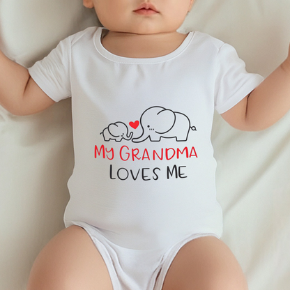 My Grandma Loves Me Sweet Big & Little Elephant Grandbaby Onesie