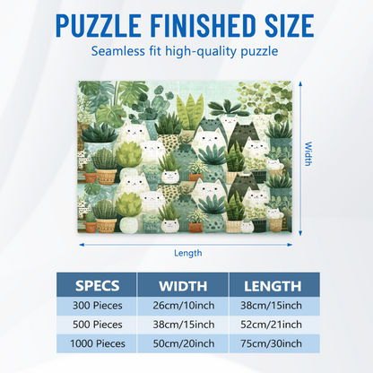 Cute Hidden Cats & Tropical Houseplants Green Aesthetic Puzzle