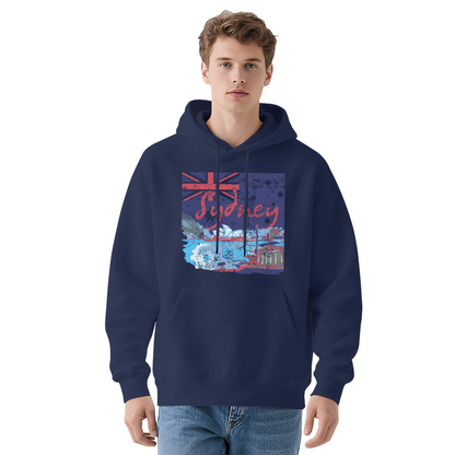 Vintage Sydney Australia Landscape Print Men Hoodie, Warm Cozy Style