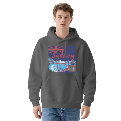 Vintage Sydney Australia Landscape Print Men Hoodie, Warm Cozy Style