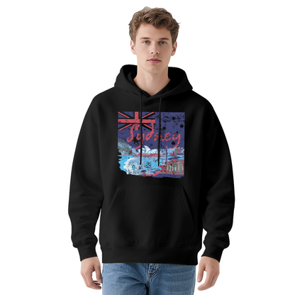 Vintage Sydney Australia Landscape Print Men Hoodie, Warm Cozy Style