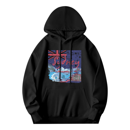 Vintage Sydney Australia Landscape Print Men Hoodie, Warm Cozy Style
