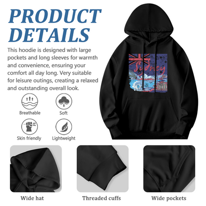 Vintage Sydney Australia Landscape Print Men Hoodie, Warm Cozy Style