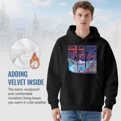 Vintage Sydney Australia Landscape Print Men Hoodie, Warm Cozy Style