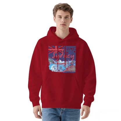 Vintage Sydney Australia Landscape Print Men Hoodie, Warm Cozy Style