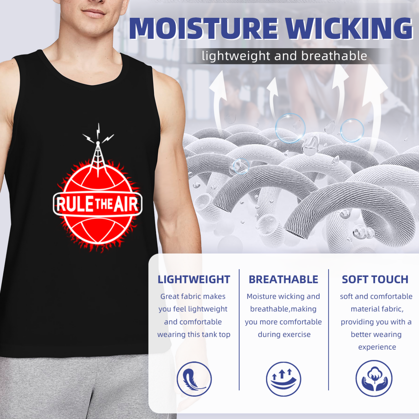 Rule The Air Radio Basketball Graphic Cool Men Tank Vest