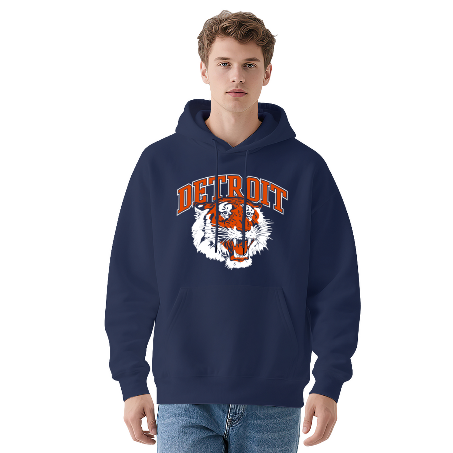 Detroit Tiger Retro Sports Mascot Graphic Hoodie, Sporty Men¡¯s Comfort Hooded Top