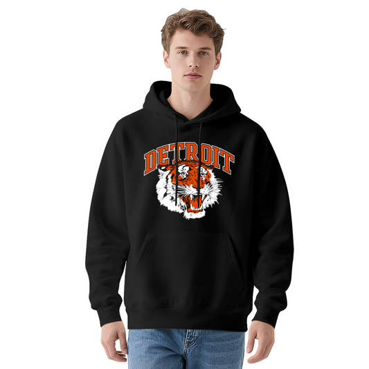 Detroit Tiger Retro Sports Mascot Graphic Hoodie, Sporty Men¡¯s Comfort Hooded Top