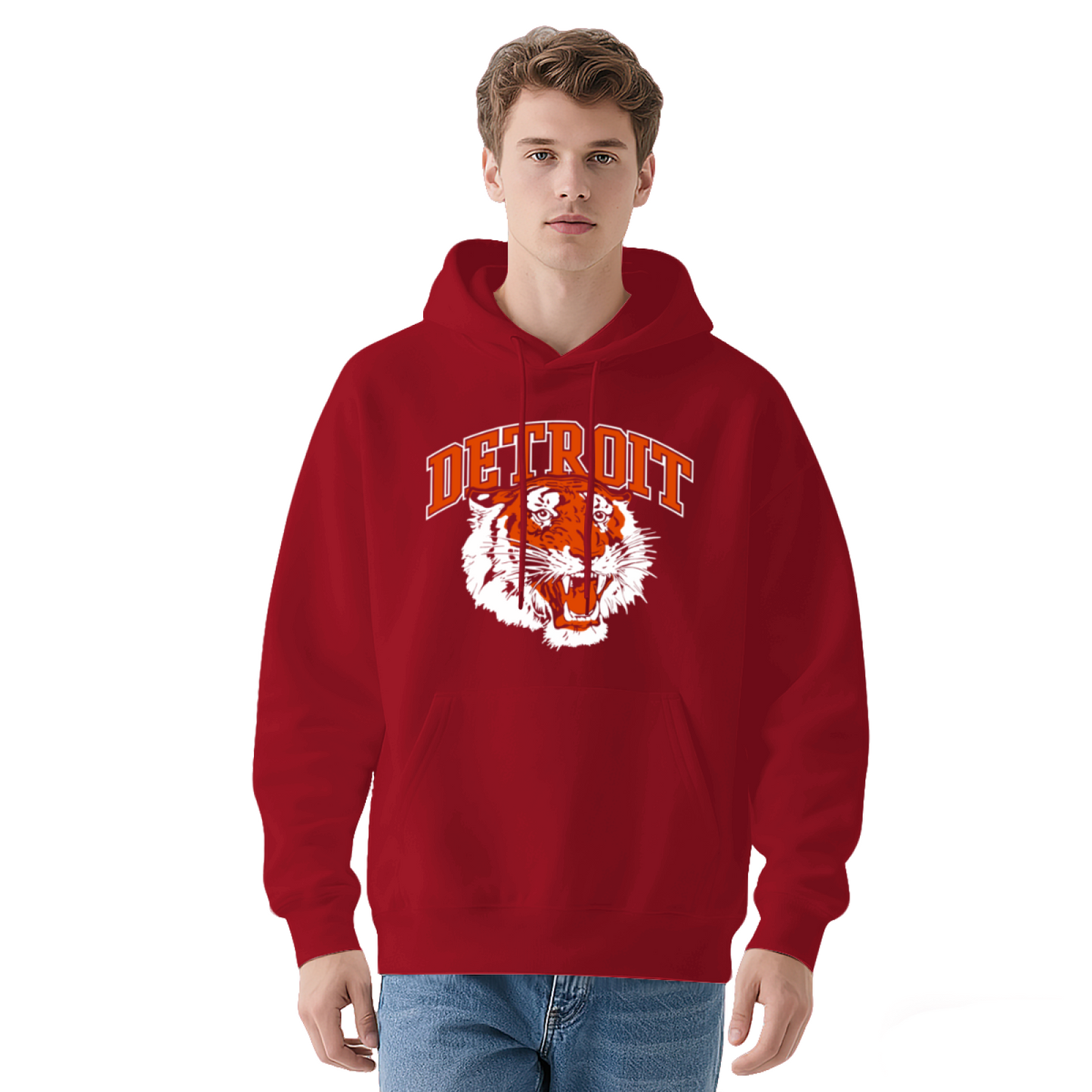 Detroit Tiger Retro Sports Mascot Graphic Hoodie, Sporty Men¡¯s Comfort Hooded Top