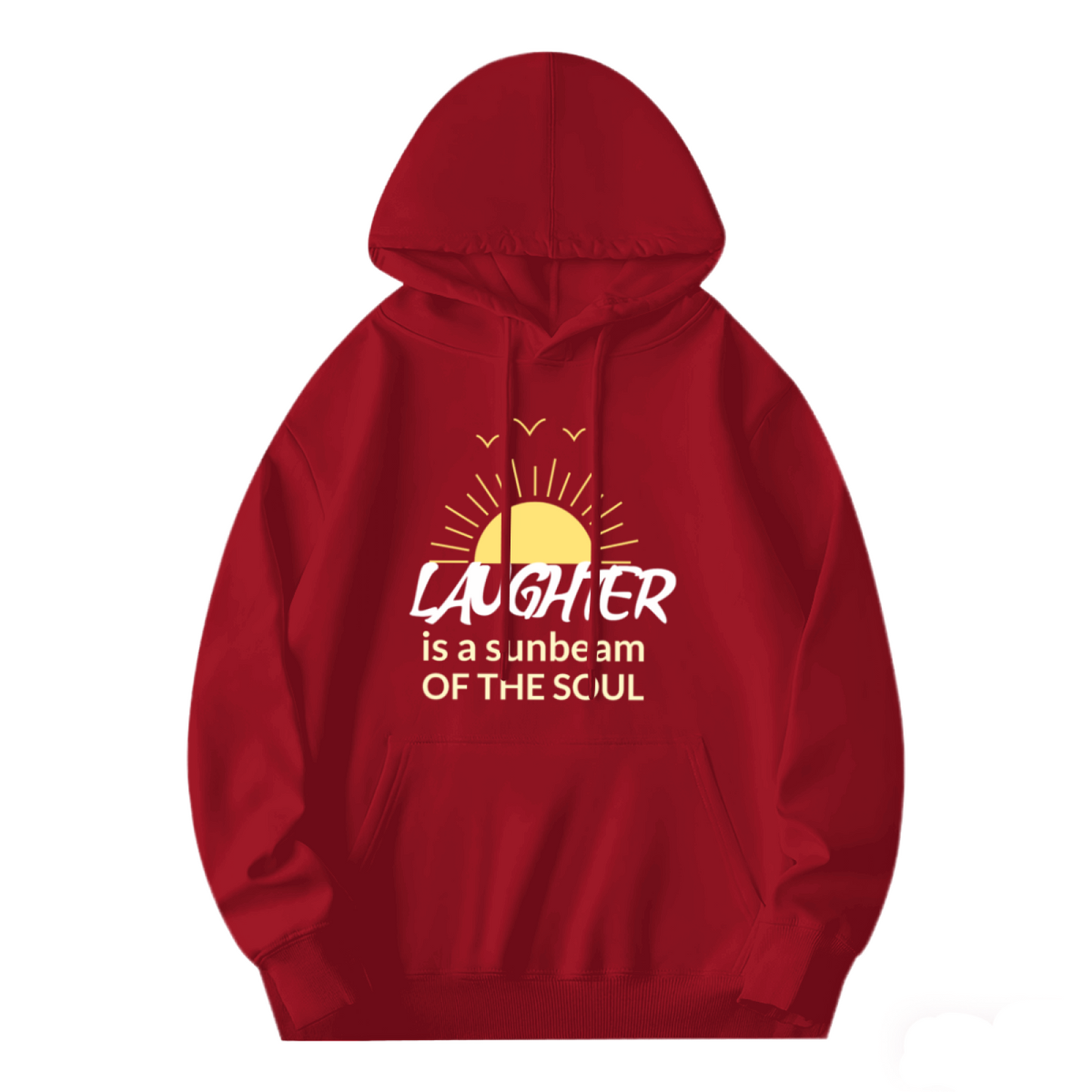 Laughter Is A Sunbeam Of The Soul Sun Graphic Hoodie, Warm Comfort Red Sweatshirt