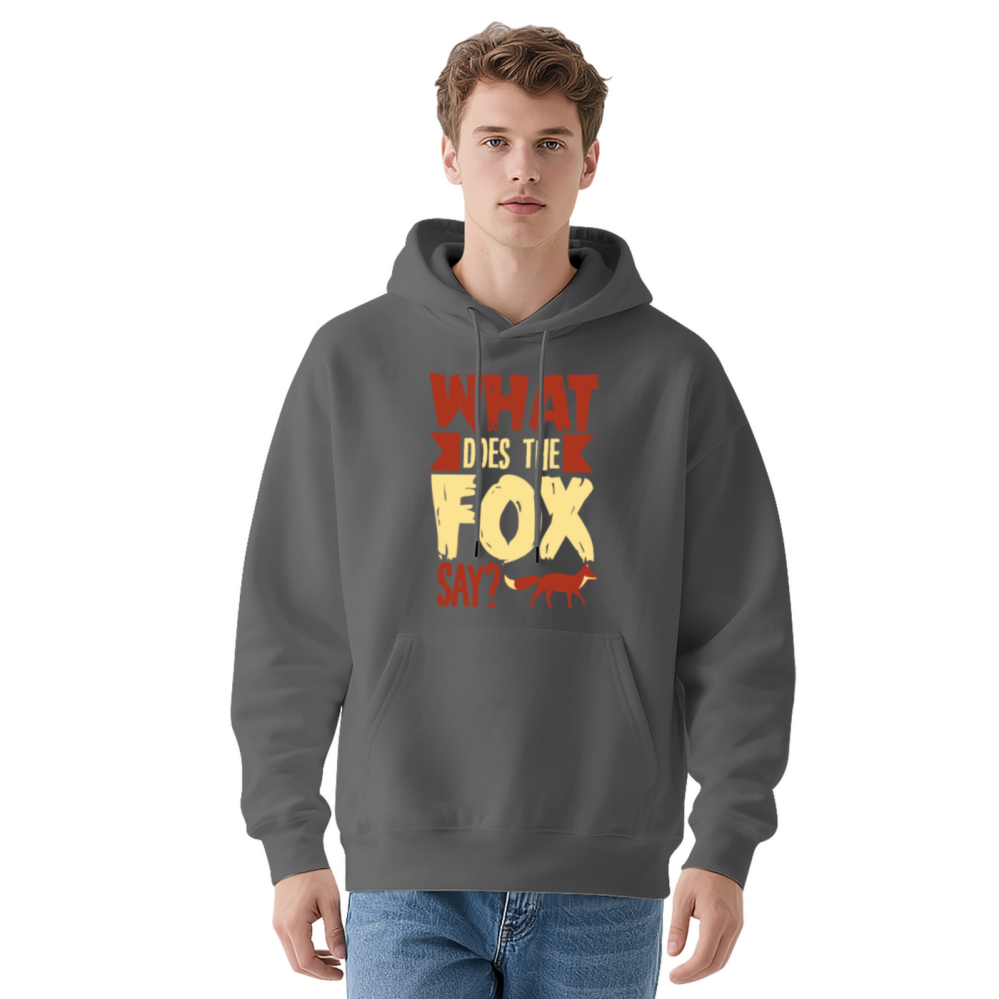 What Does The Fox Say Retro Text Hoodie, Playable Soft Daily Wear