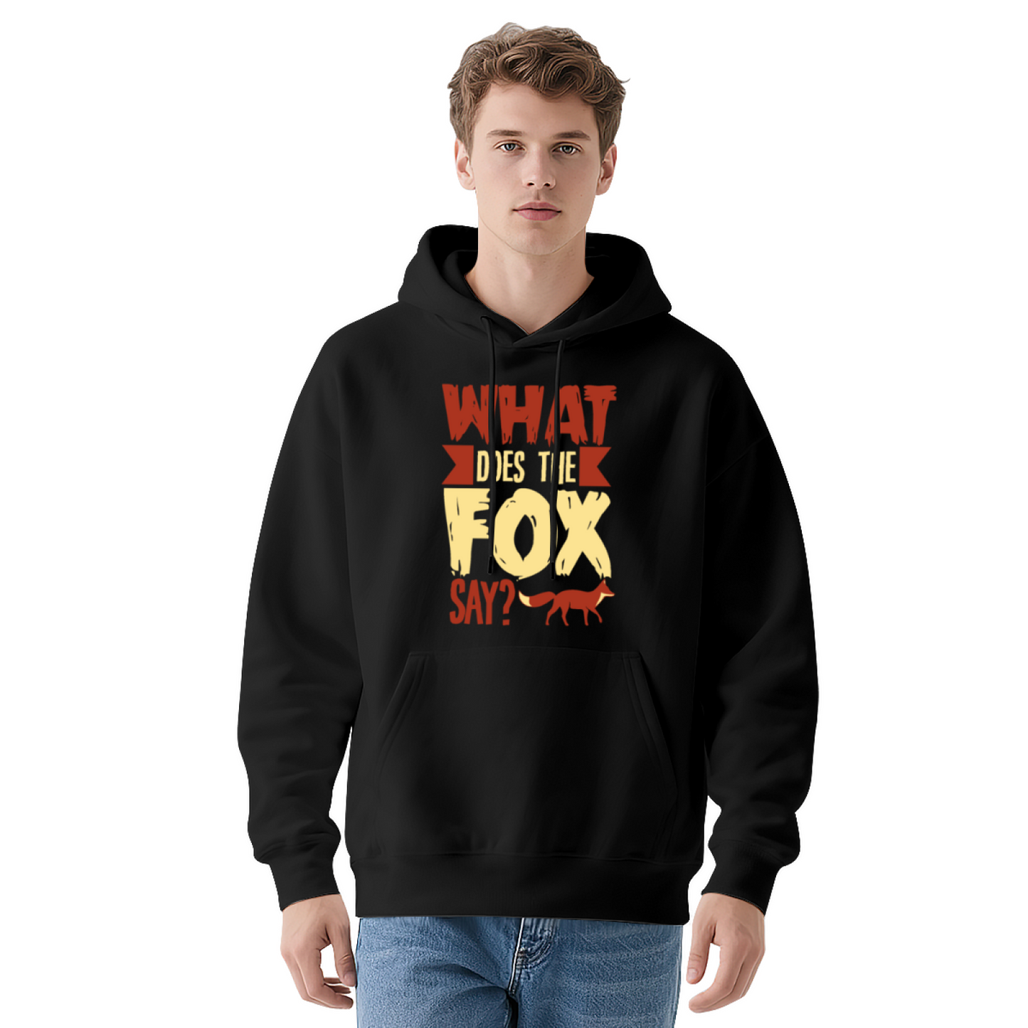 What Does The Fox Say Retro Text Hoodie, Playable Soft Daily Wear
