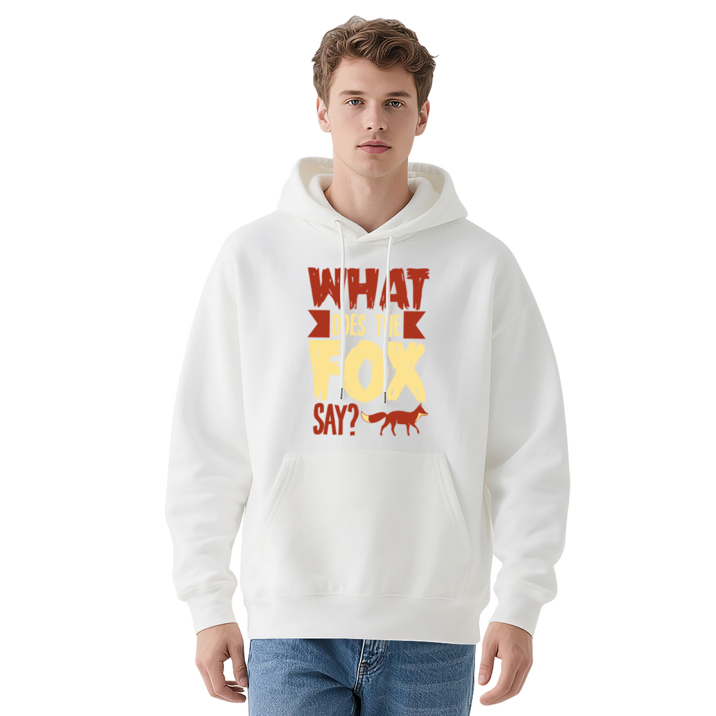 What Does The Fox Say Retro Text Hoodie, Playable Soft Daily Wear