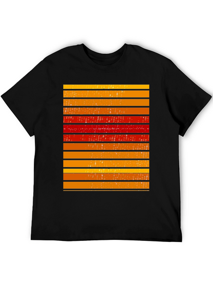 Striped Graphic Tee - Retro Cityscape Design