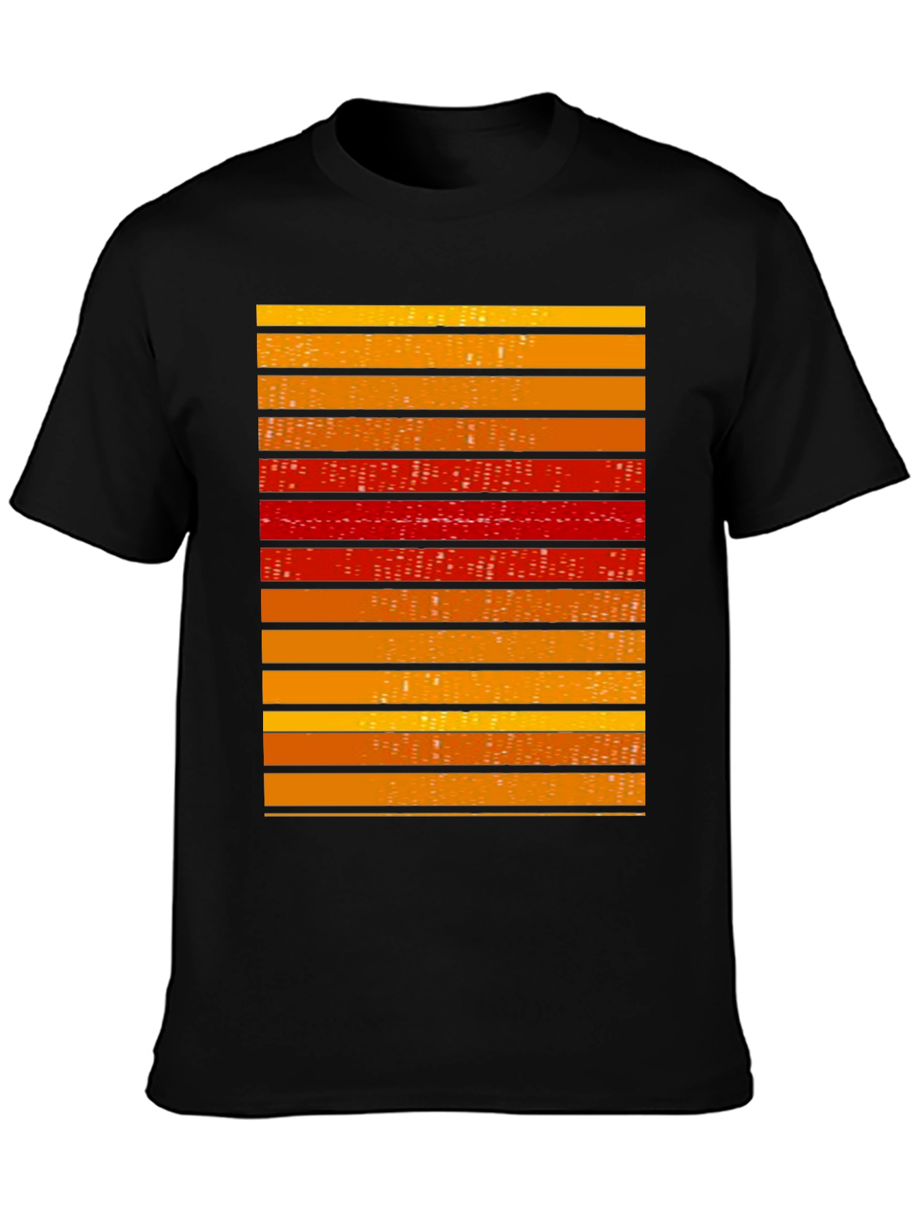 Striped Graphic Tee - Retro Cityscape Design