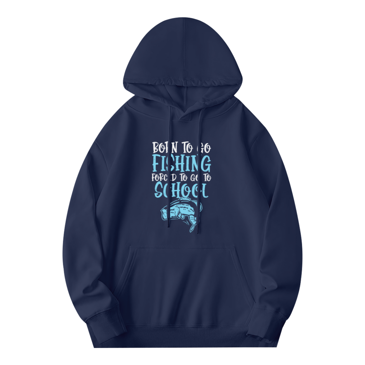 Born To Go Fishing Angler Funny Hoodie, Fisherman Comfort Navy Hoodie