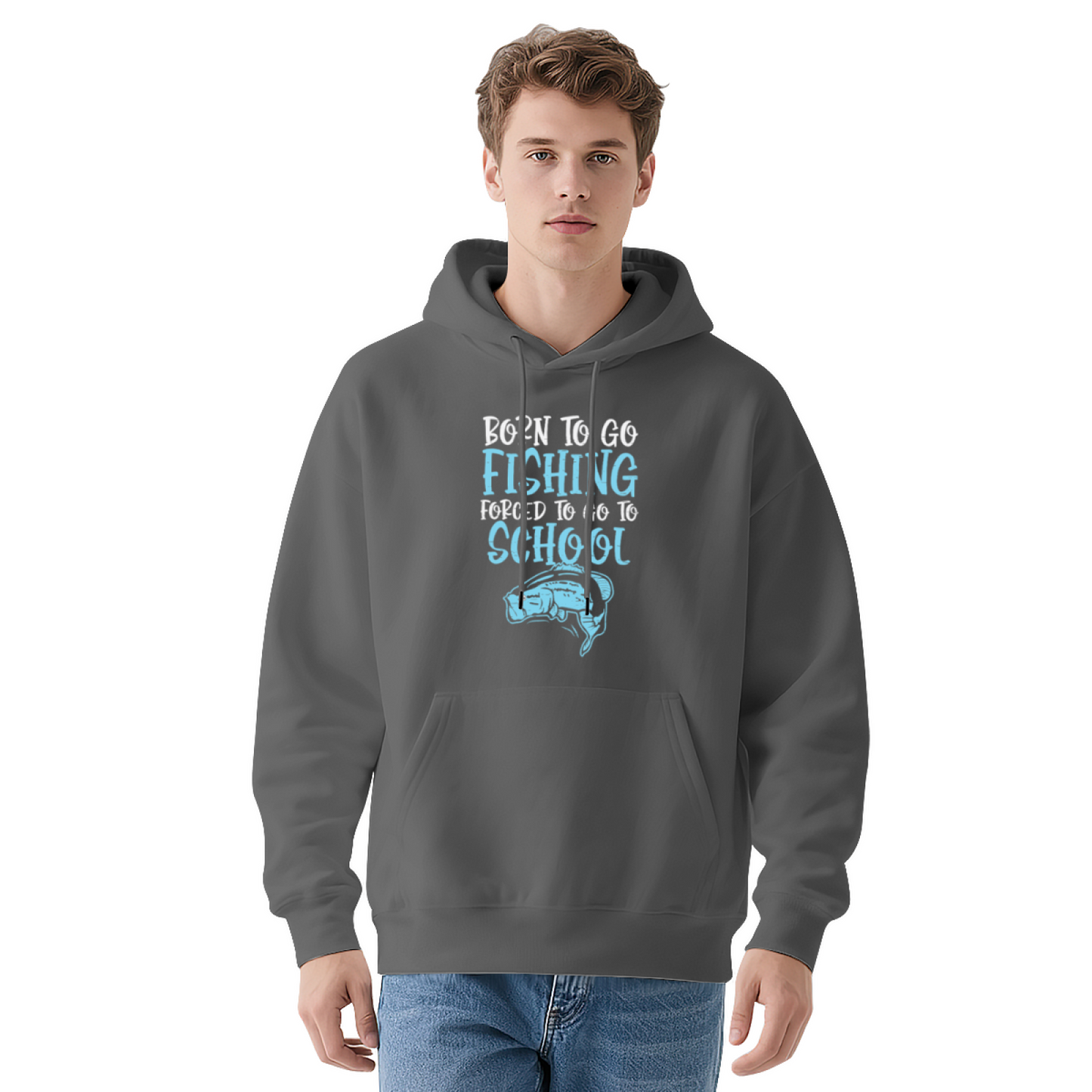 Born To Go Fishing Angler Funny Hoodie, Fisherman Comfort Navy Hoodie