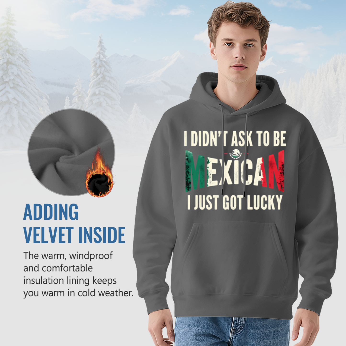 Unisex Multi-Color Hoodie: Lucky Mexican Print, Streetwear Vibe